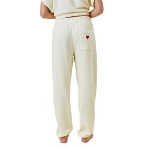 Papinelle Organic Cotton Heart Joggers Cream White Lounge Pants Small NWT